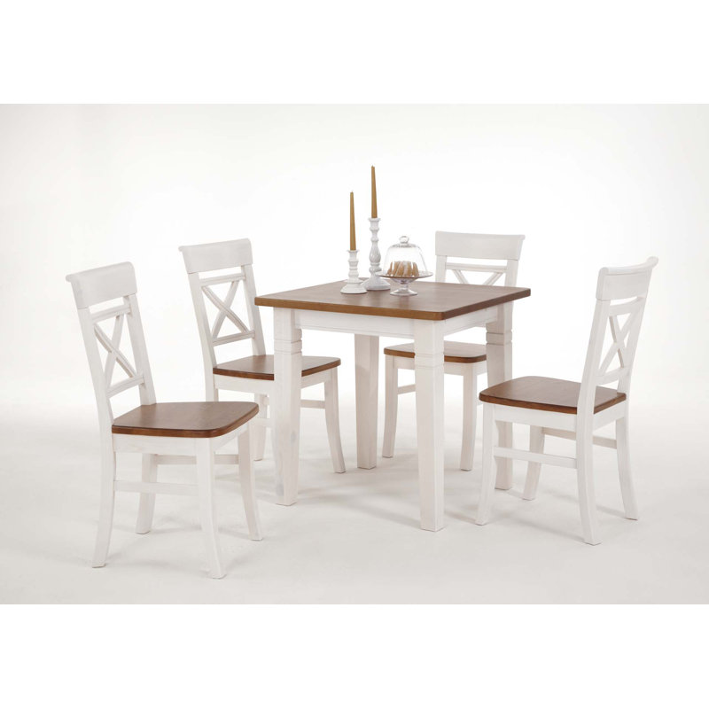 Pols Pine Solid Wood Dining Table, Stained and varnished white/Amber