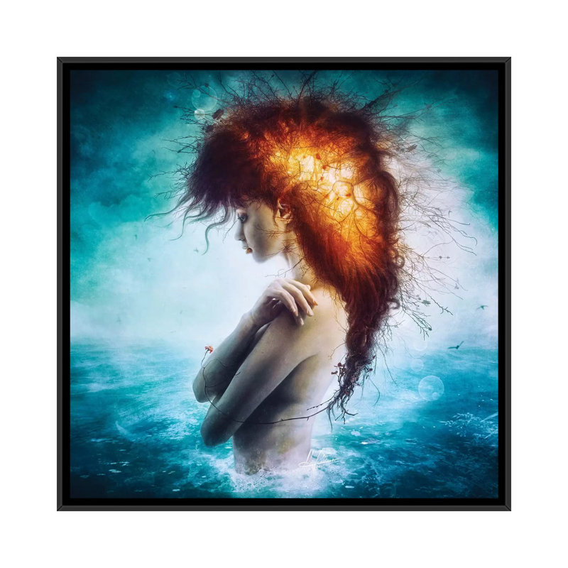 « nirvana », impression sur toile, H 18 po x l 18 po x P 1,5 po, Toile avec cadre noir, Pas de tapis