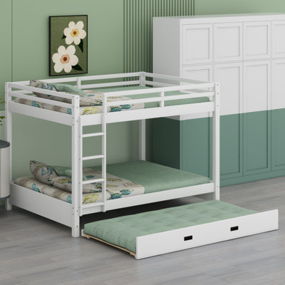 Wood Bunk Bed With Ladder And Trundle