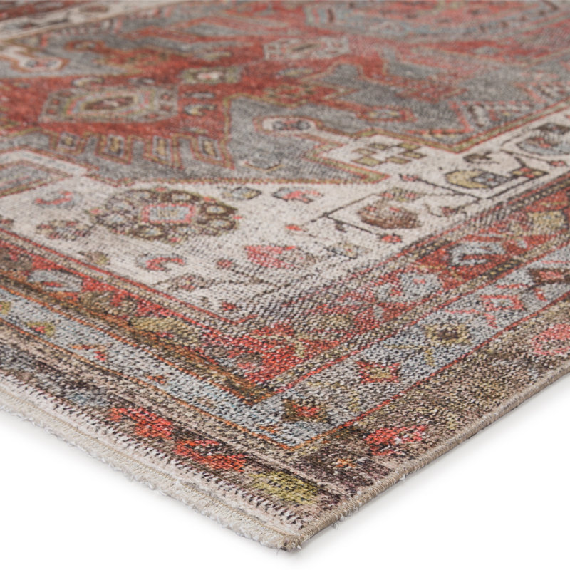 Tapis oriental gris / orange, Tapis de couloir 2 pi 6 po x 8 pi