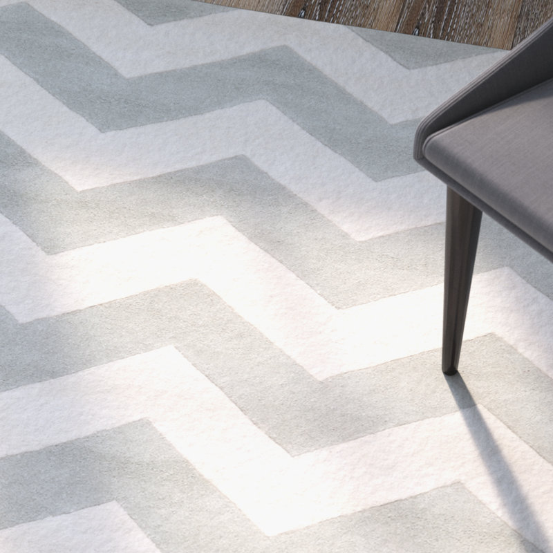 Teresita Hand Tufted Wool Chevron Rug, Rectangle 5' x 8'
