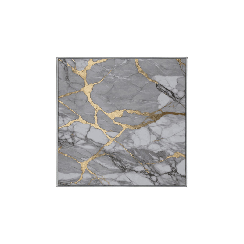 Machine Washable Gray Area Rug, Square 3'