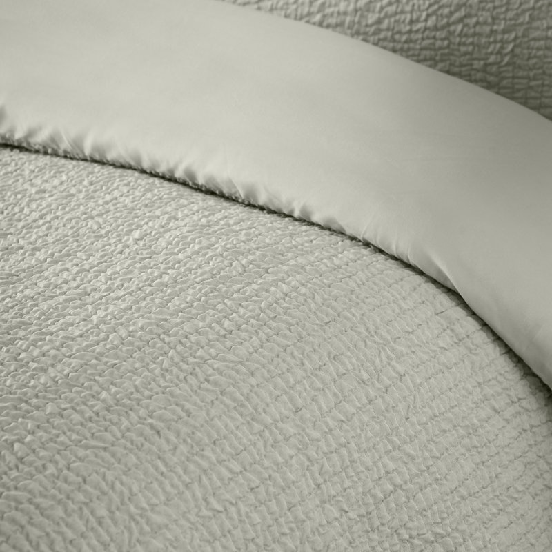 Crinkle Seersucker Duvet Cover Set, Single, Green