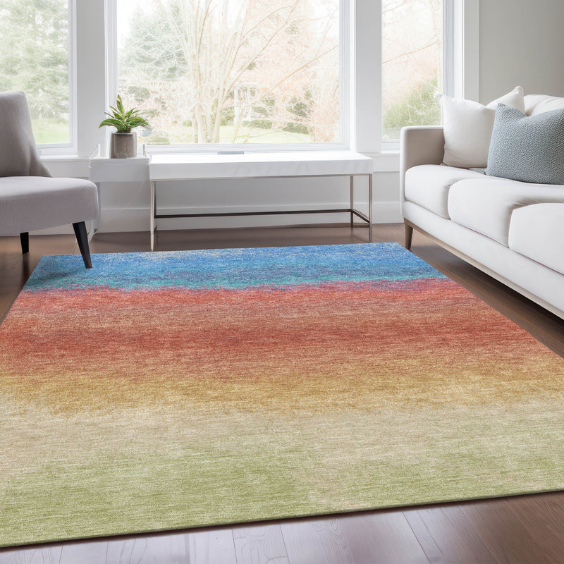 Machine Washable Indoor/Outdoor Xhevrie Coral Rug, Rectangle 2'6" x 3'10"