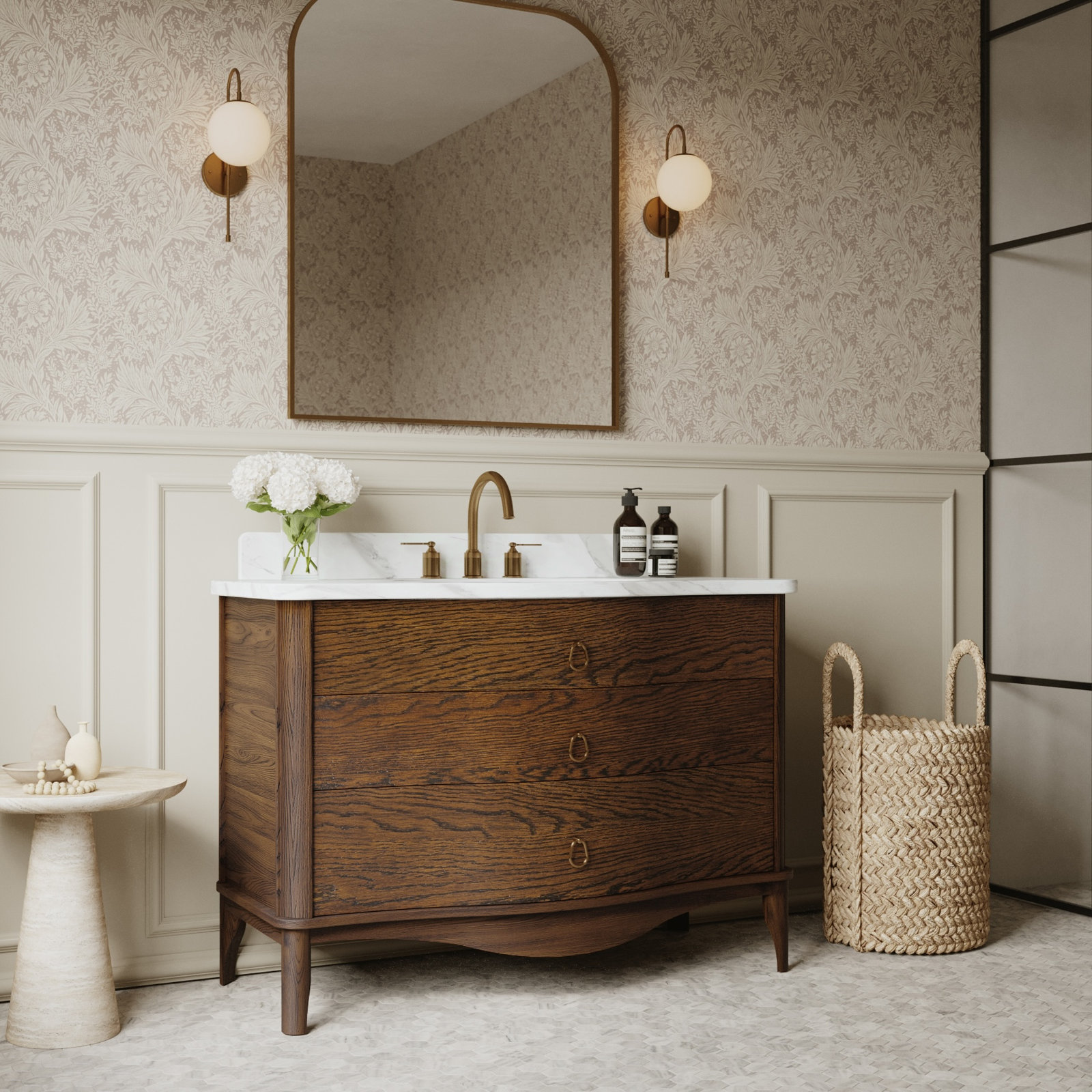 Pinehurst Oak Single Bathroom Vanity, Enhanced Brown Oak, 48"