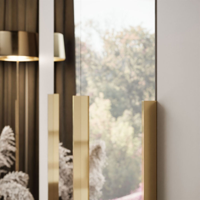 4 Door Manufactured Wood Wardrobe, Gold