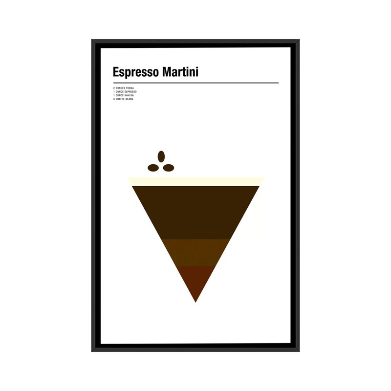 « expresso martini », impression sur toile, H 26 po x l 18 po x P 1,5 po, Toile avec cadre noir, Pas de tapis