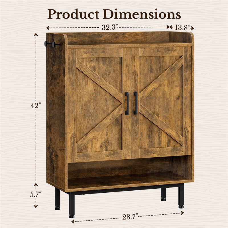 Armoire à chaussures à 5 niveaux avec portes d'inspiration grange, Brun rustique