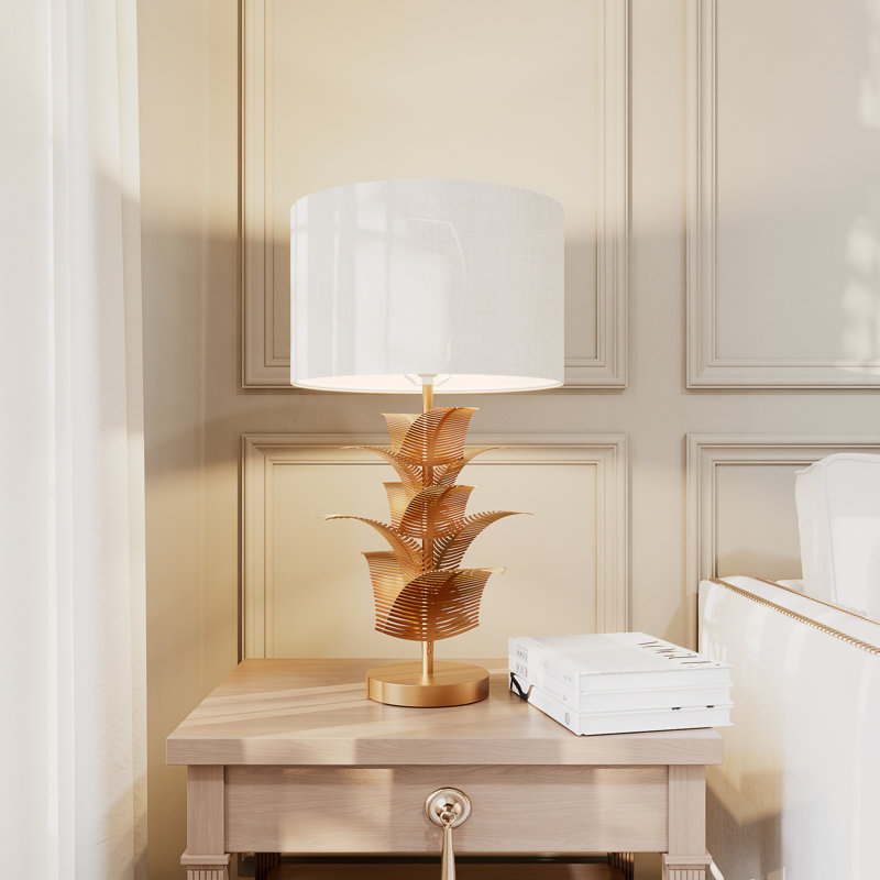 Demrul Table Lamp with Metal Leaves rod, Gold