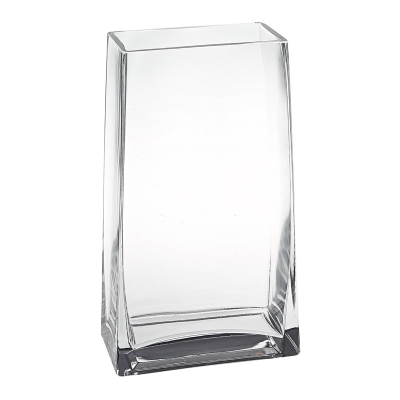 Annek Crystal Glass Clear Rectangle Table Vase, 9.75" H x 5.5" W x2.75" D