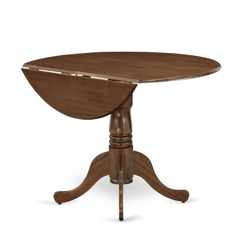 Philipston Dining Room Table - a Round Solid Wood Table Top with Dropleaf & Pedestal Base, 42x42 Inch, Walnut, Walnut, Walnut