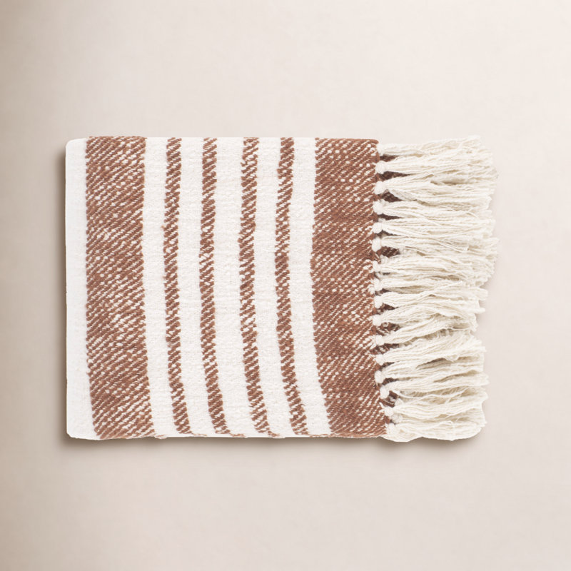 Sully Hand Woven Throw Blanket, Burnt Orange/Cream