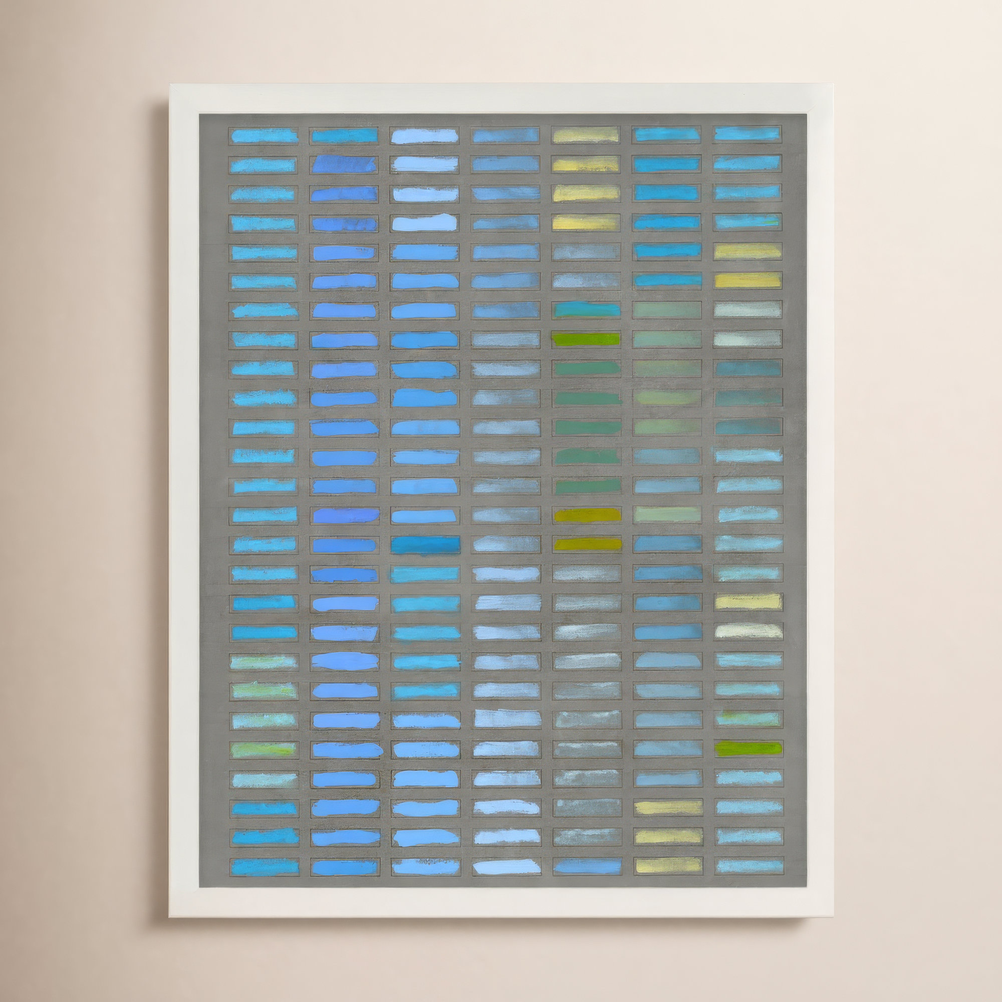 Beyond The Blues by Jacques Pilon, White Framed, 30" H x 24" W x 1.25" D