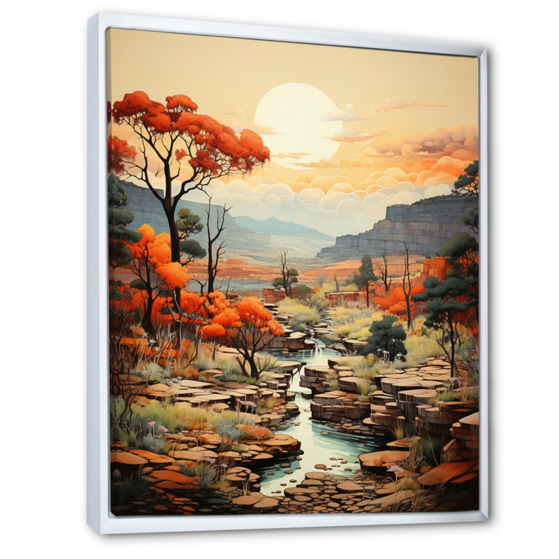«Crombach Canyon Solace Pointillism», reproduction sur toile, H 20 po x l 12 po x P 1 po, Cadre flottant blanc