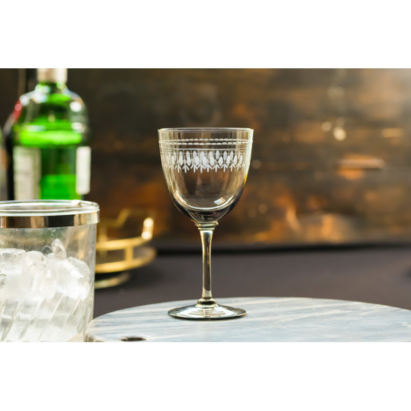 Handmade Crystal Wine Glass, Clear/Black