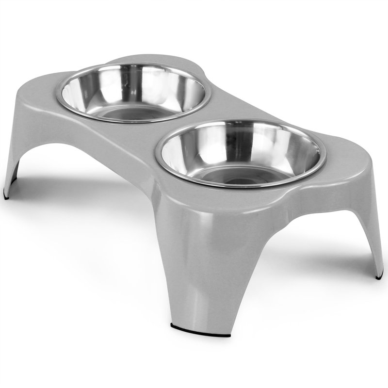 Ensemble de 3 bols surélevés pour animaux de compagnie Gibson Home Bow Wow Meow, Gris