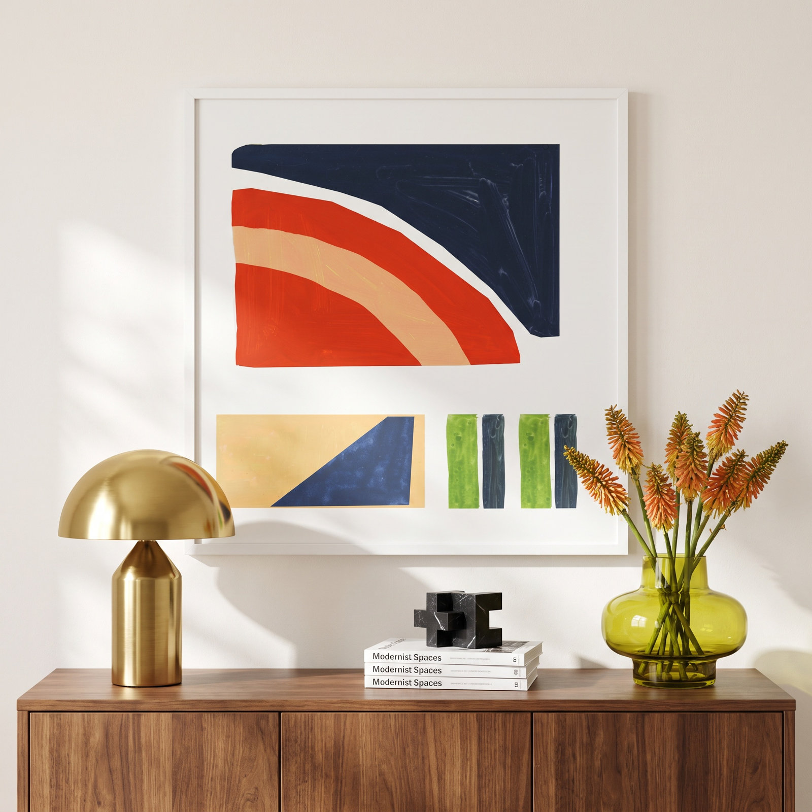 Geometric Games I by Tom Reeves, 33" H x 32" W x 1" D, White
