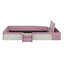 Lit de jour simple enveloppé dans un tissu doux, livré avec des marches et un repose-pieds avec vérin à gaz, équipé de garde-corps rembourrés-225329802
