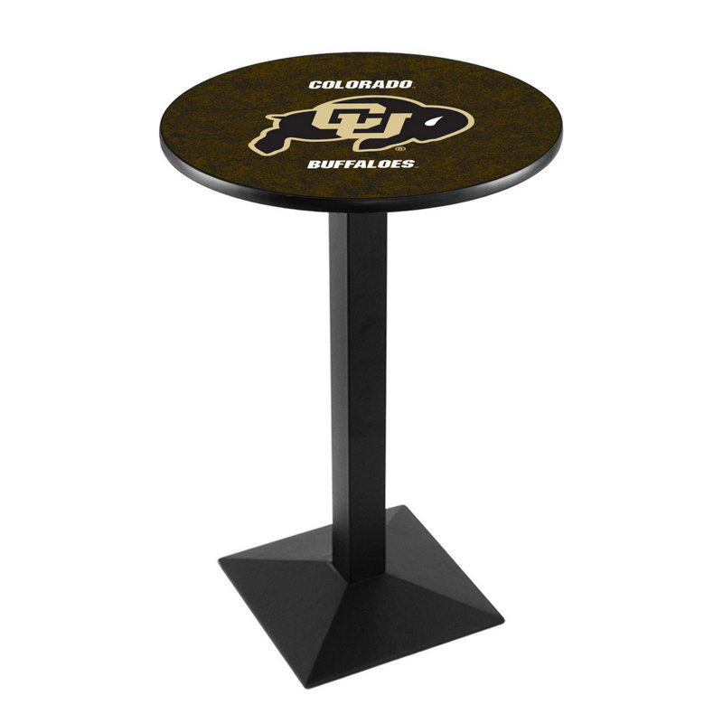 Round Metal Base Dining Table, Black Wrinkle, University of Colorado