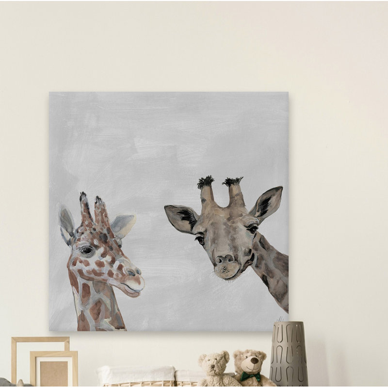 Emme Maribel The Giraffes - Painting on Canvas, 45cm H x 45cm W