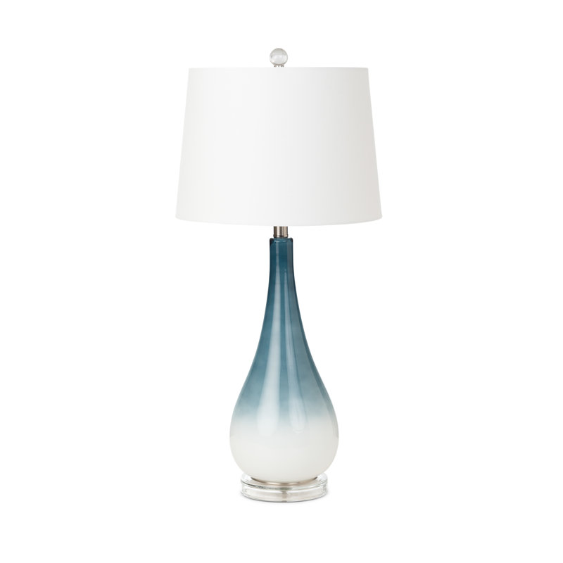 Isau - 30.5" Glass Table Lamp - Set of 2 - Blue, White Finish, Blue/White