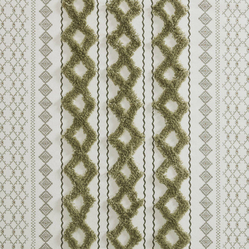 Imani 100% Cotton Tufted Chenille Shower Curtain, 72" H x 72" W, Sage