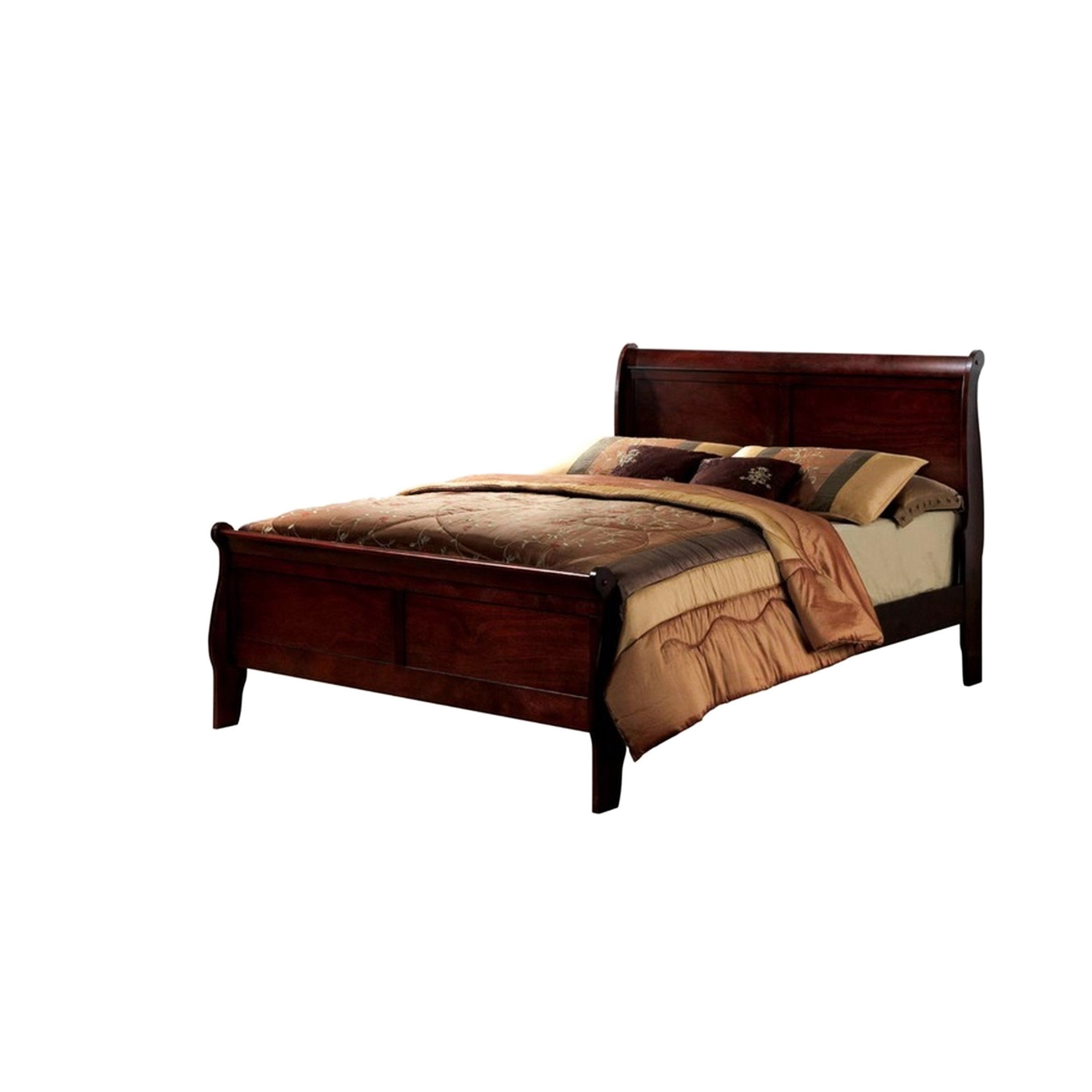 Ophelia & Co. Bedroom Bed In Cherry Solid Wood For Queen Contemporary ...