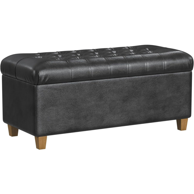 Ardice Faux Leather Upholstered Storage Bench, Black