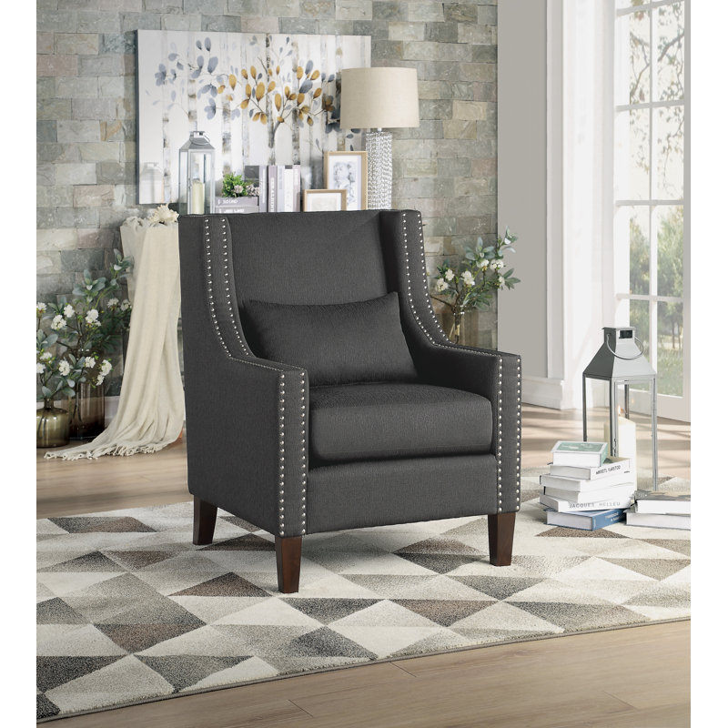 Dishman 29" Modern & Contemporary Textured Accent Chair with Refined Nailhead Trim, Complete Comfort Package