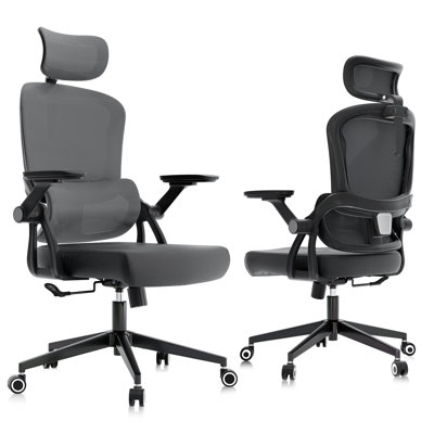Heavy Duty Ergonomic Desk Office Chair, High Back Home Computer Chair With Adjustable Lumbar Supports And Headrest, Adjustable Swivel 3D Armrests ,Rol by Inbox Zero