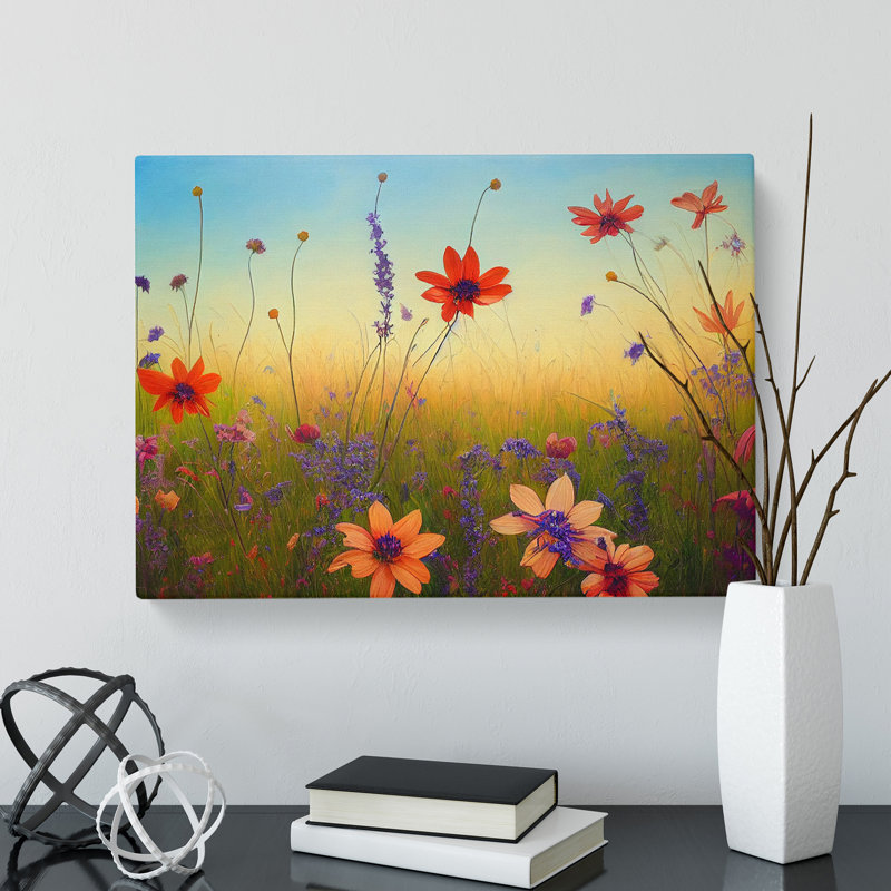 Mind Blowing Wildflowers Floral - Wrapped Canvas Print, 50cm H x 76cm W x 3cm D