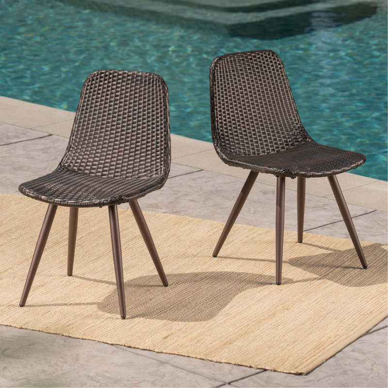 Chaise de salle à manger avec pieds thermolaqués, ensemble de 2, Brun
