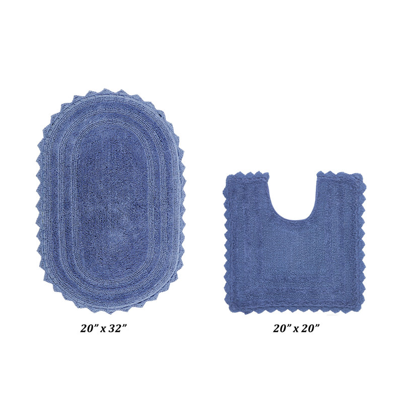 Tapis de salle de bain Janek, Bleu, 2 pièces (ovale 20 po x 20 po | 20 po x 32 po)