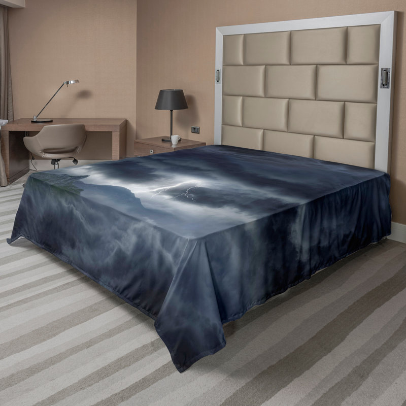 Drap bleu Ambesonne, Drap plat pour très grand lit californien