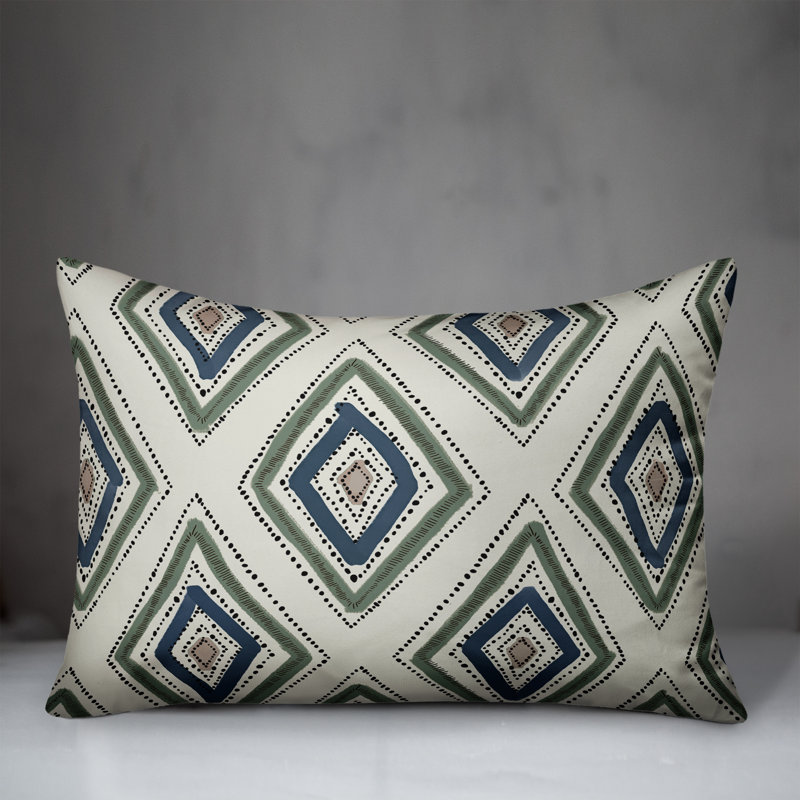Abstract Outdoor Reversible Throw Pillow, Blue/Green