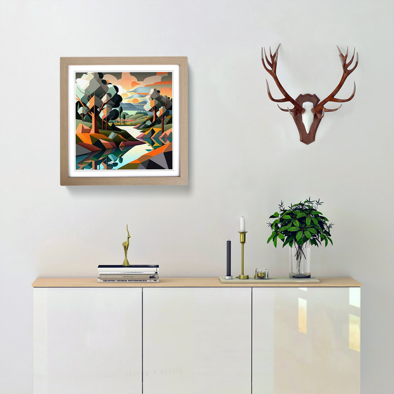 Landscape Cubism No.1 - Framed Print, Oak