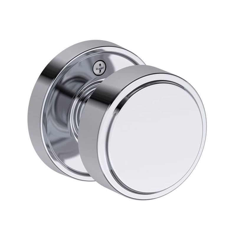 Vashon Passage Knob with Recessed Round Rose in Matte Black, Polished Chrome