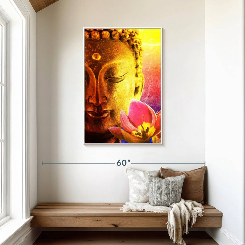 Superbe Bouddha, Cadre flottant blanc, 29 po x 43 po
