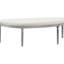 Banc rembourré beige à boutons côtiers avec pattes grises patinées, conception en demi-croissant pour optimiser l'espace dans les halls, structure, facile à nettoyer, nécessite un assemblage, look américain, forme de 55 profondeurs