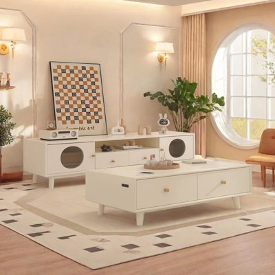 Simple coffee table TV cabinet combination