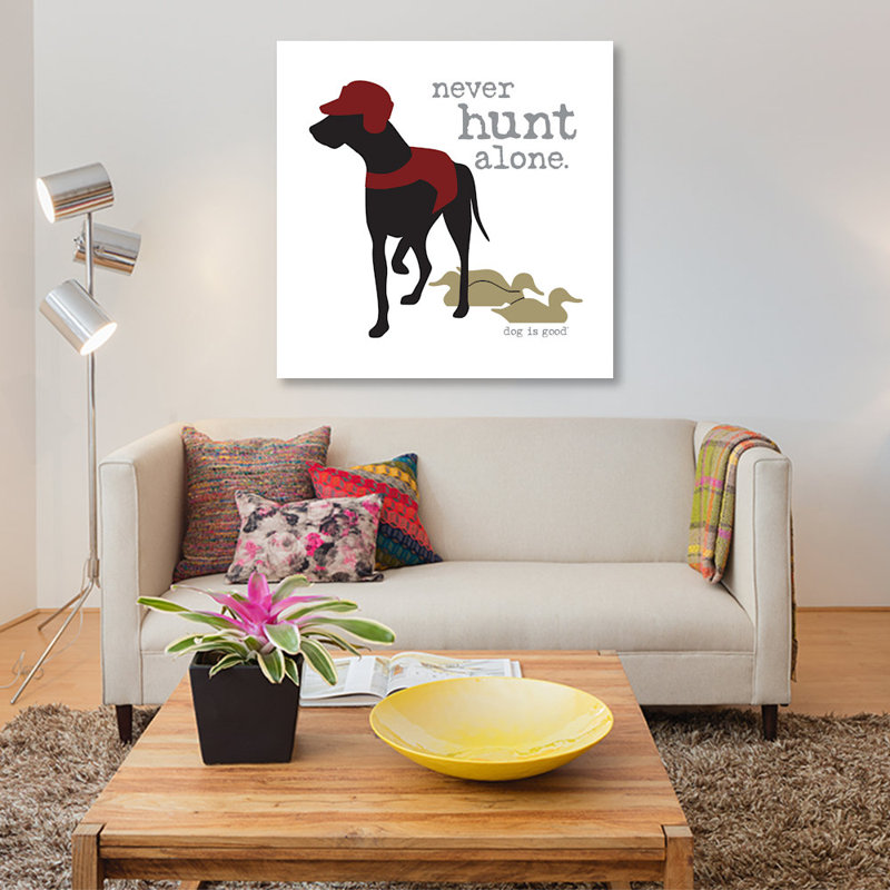 « never hunt seule », reproduction sur toile, H 12 po x l 12 po x P 1,5 po, Toile tendue, Pas de tapis