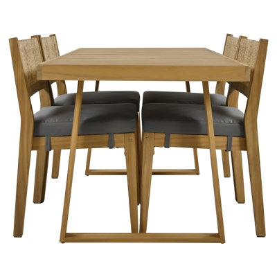 Ensemble de table et chaises de salle à manger d'extérieur en bois d'acacia pour plusieurs personnes
