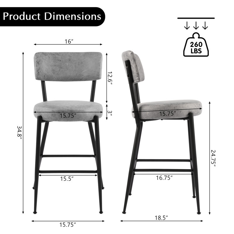 Altamonte 15.75 Wide Counter Stool, Gray 