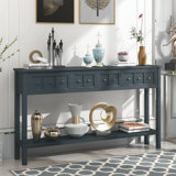 Tarsita Rustic Entryway Console Table Long Sofa Table with Drawers and Bottom Shelf Entryway Table