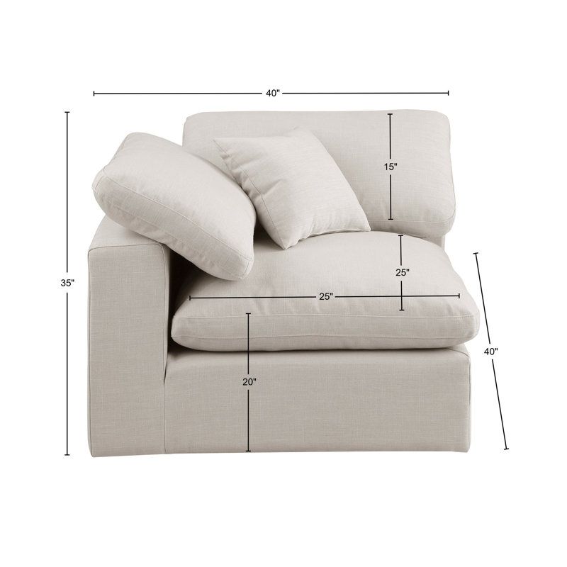 Fauteuil d'angle 40 po, Tissu beige texturé en lin