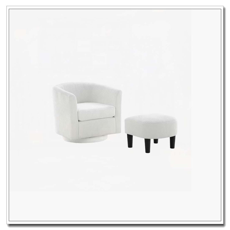 Chaise pivotante à 360 ° avec repose-pieds, Blanc