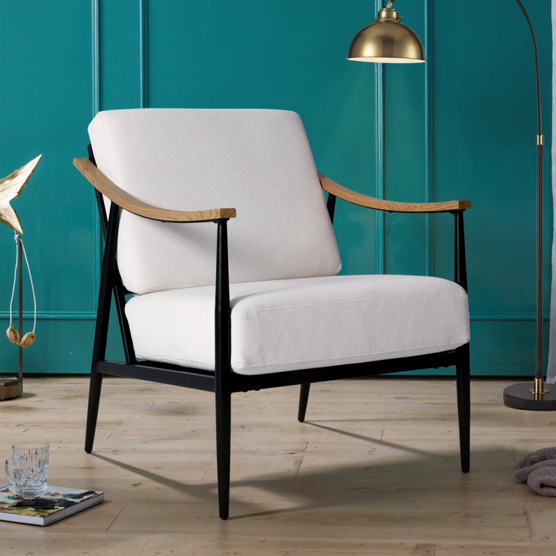 Fauteuil de lecture moderne 26 po Mid-Century, Blanc