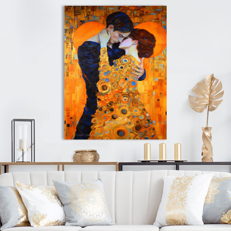 «The Lovers Tribute To Klimt», reproduction sur toile, H 20 po x l 12 po, Toile tendue
