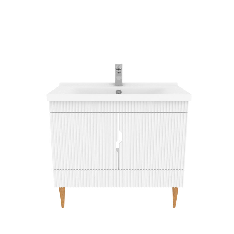 Sahra Single Bathroom Vanity with Ceramic Basin, 100cm, White
