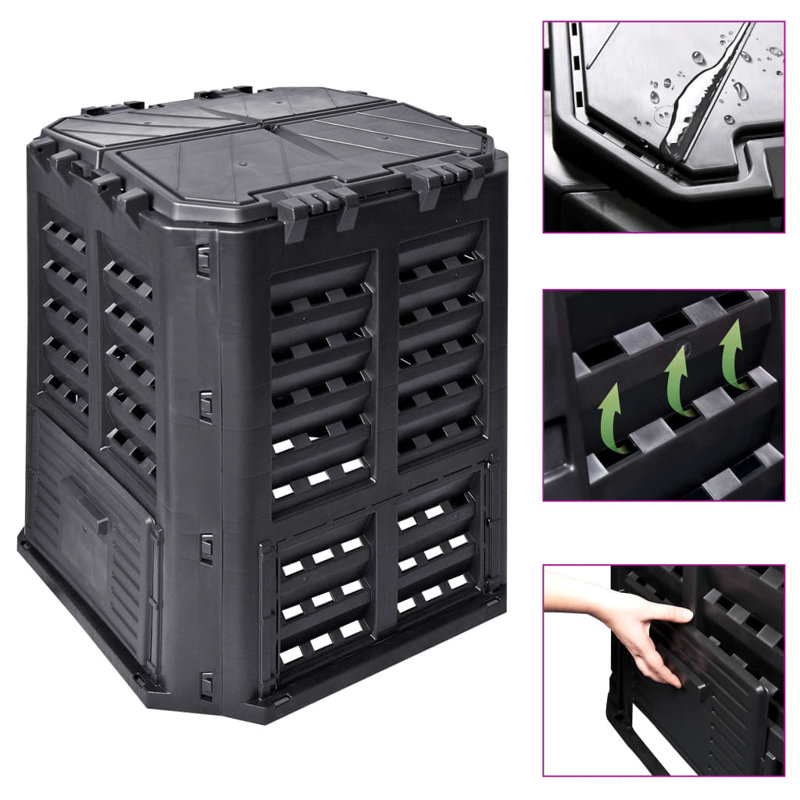 Oshagan Plastic Stationary Composter with Latching Lid